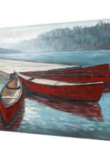 Art CJ 5 Red Boats at Dock  Hand Paint on Wood  DM659800