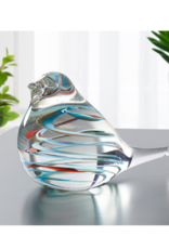 Bird T&T Glass Paperweight Clear/Blue Swirl 904327B