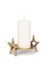 Candle Holder Abbott Gold w/ Stars 5”D