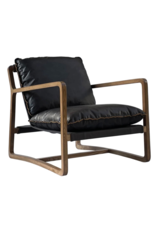 LH Imports LH Relax Club Chair Black Leather With Black PU Frame STU001-BL/BL