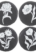 Coasters Ganz Black & White Floral 4PC Set CB183966