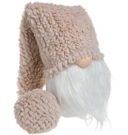 Xmas ADV Gnome Head Knit Hat Creme 5 x 21.5 in 3740143