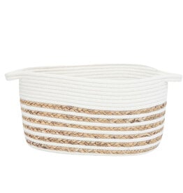 Cathay Basket Cathay White Cotton / Hyacinth Oval 14.5” L 10-2622