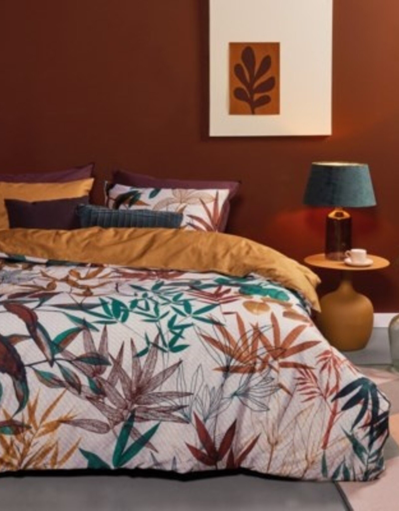 Duvet Cover Brunelli Cannelle Printed Foliage King Cover w/ 2 Shams