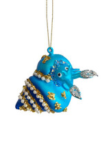 Xmas Starlight Blue Glass Hanging Snail with Pearls DK3967