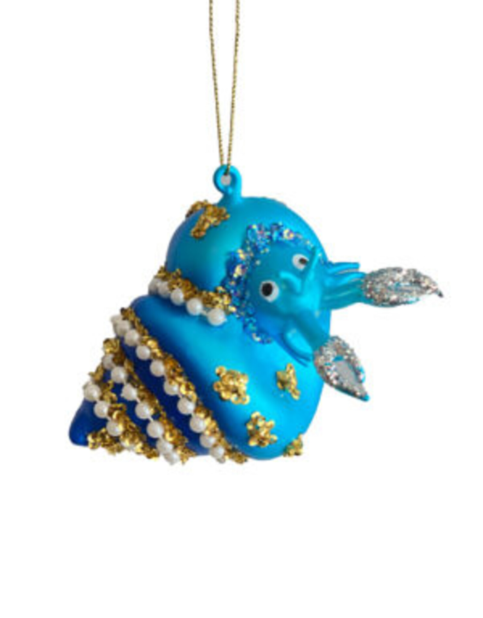 Xmas Starlight Blue Glass Hanging Snail with Pearls DK3967