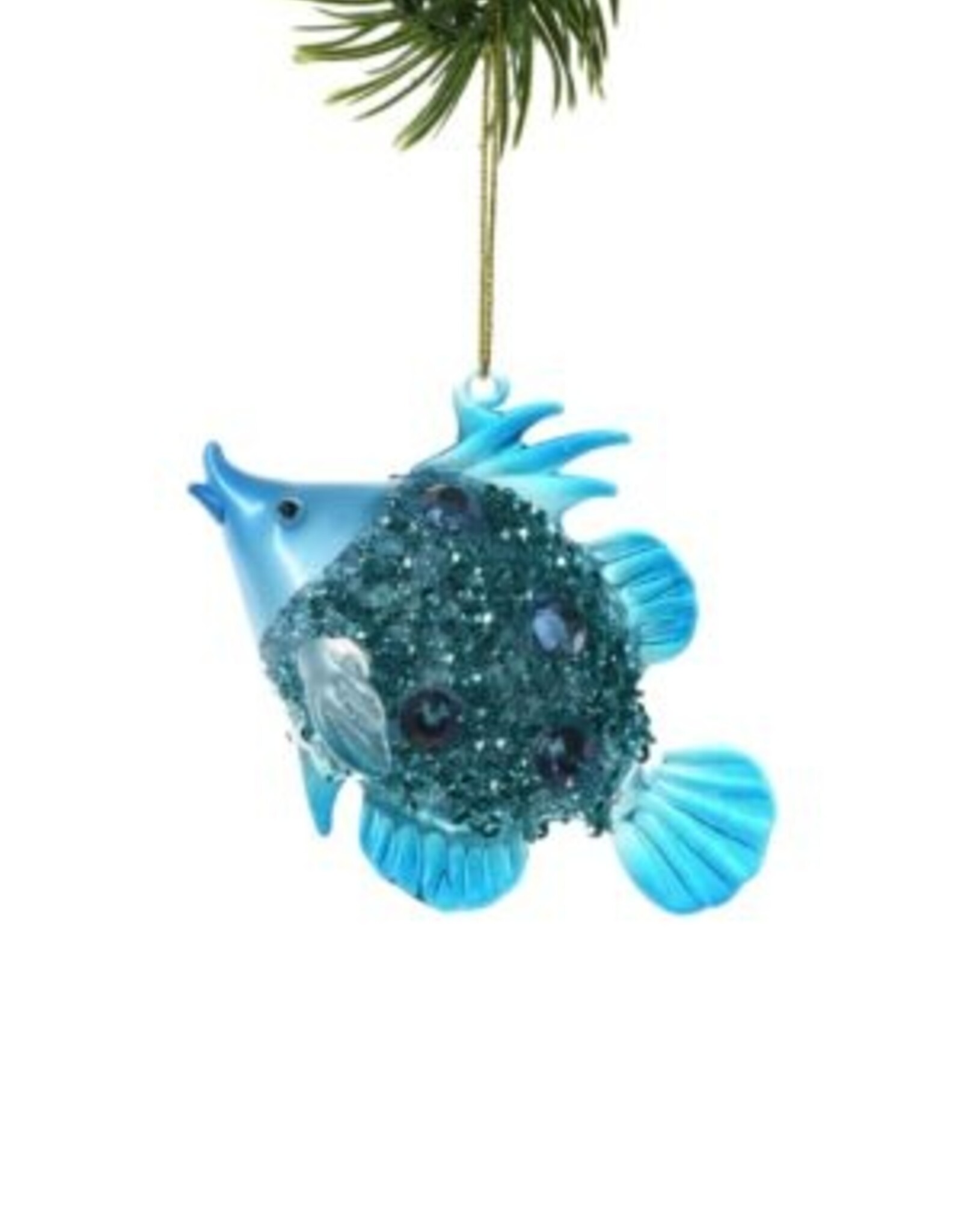Xmas Starlight Aqua Hanging Glittered Tropical Fish DK3979