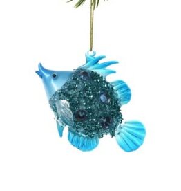 Xmas Starlight Aqua Hanging Glittered Tropical Fish DK3979