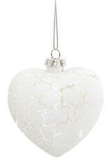 Xmas ADV Ornament Heart Glass White/Silver 3810830