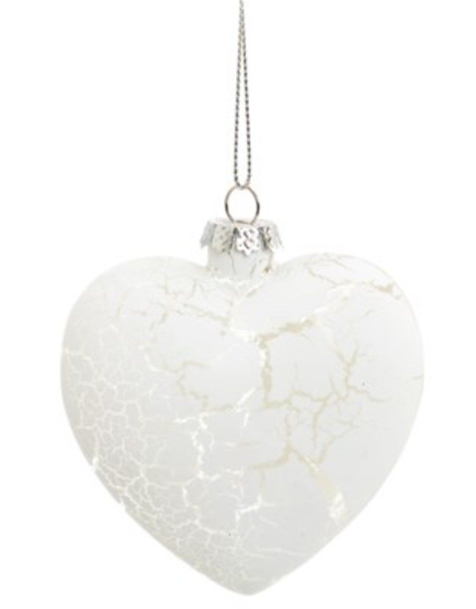 Xmas ADV Ornament Heart Glass White/Silver 3810830