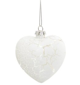 Xmas ADV Ornament Heart Glass White/Silver 3810830