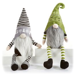 Xmas Giftcraft Gnome Shelf Sitter w/Green Hat 681279
