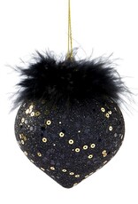 Xmas Giftcraft Ornament Beaded Black Glass 645615