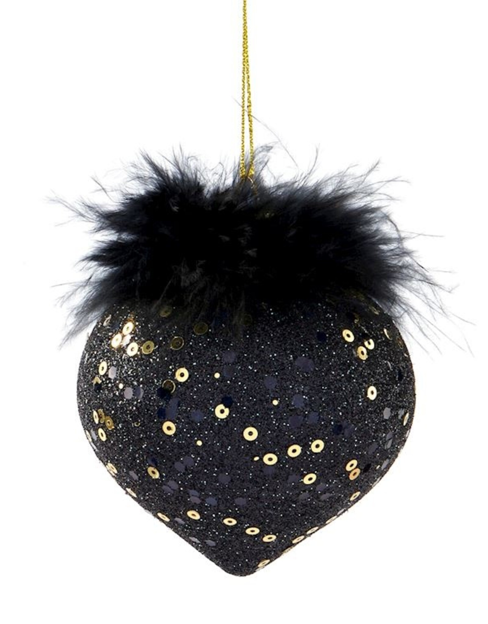 Xmas Giftcraft Ornament Beaded Black Glass 645615