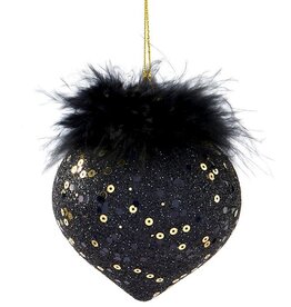 Xmas Giftcraft Ornament Beaded Black Glass 645615