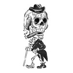 Human Kanvas Up For Grabs Calavera Style Skeleton w/Cigar by Felipe