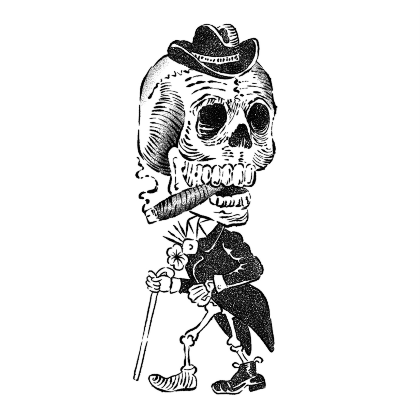 Human Kanvas Up For Grabs Calavera Style Skeleton w/Cigar by Felipe