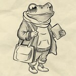 Human Kanvas Up For Grabs Studious Frog by Felipe