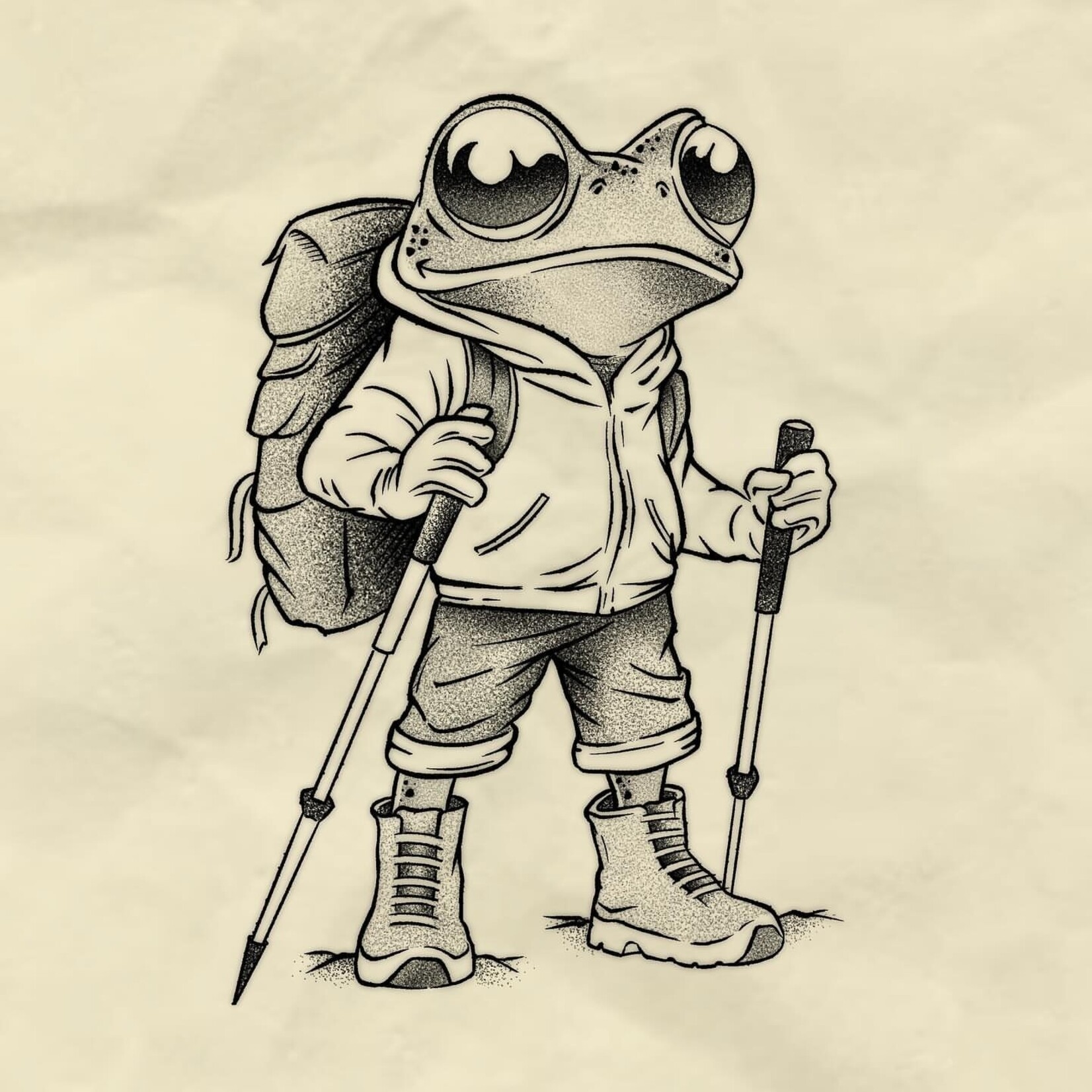 Human Kanvas Up For Grabs Hiking Frog by Felipe