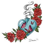 Human Kanvas Up For Grabs Roses with Butterflies by Dawn