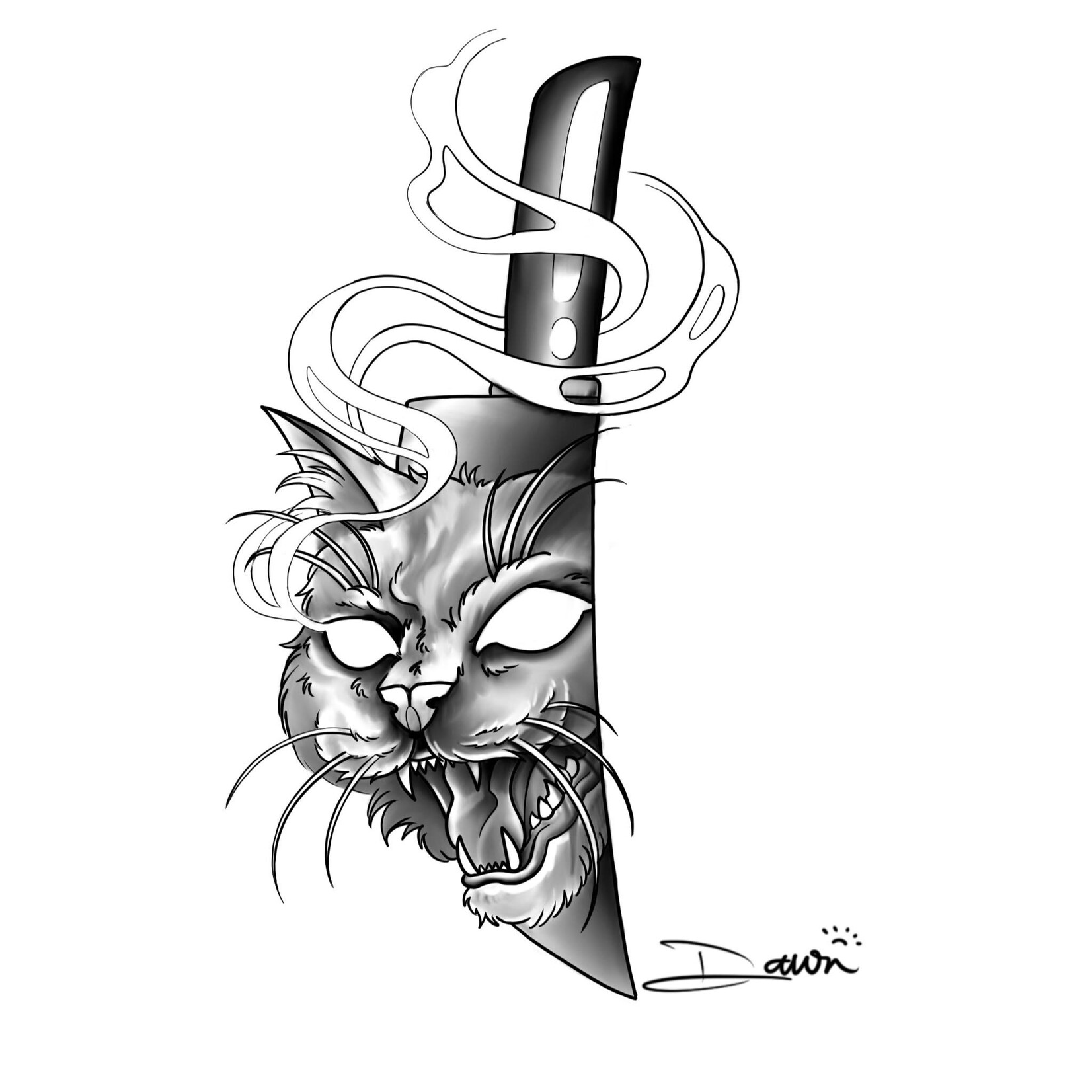 Up For Grabs Angry Cat Knife by Dawn