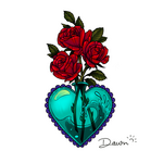 Up For Grabs Heart Bottle with Roses by Dawn