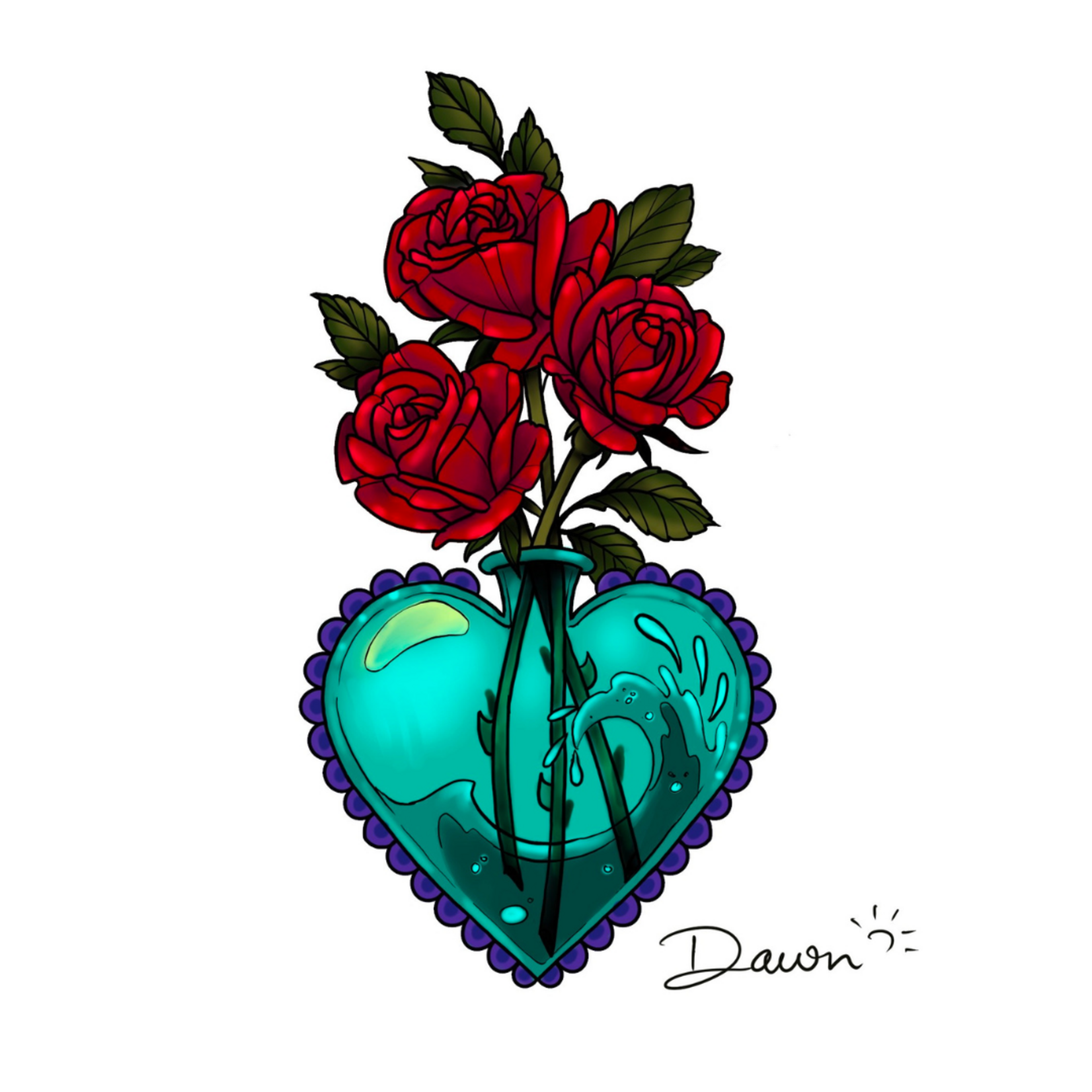Up For Grabs Heart Bottle with Roses by Dawn