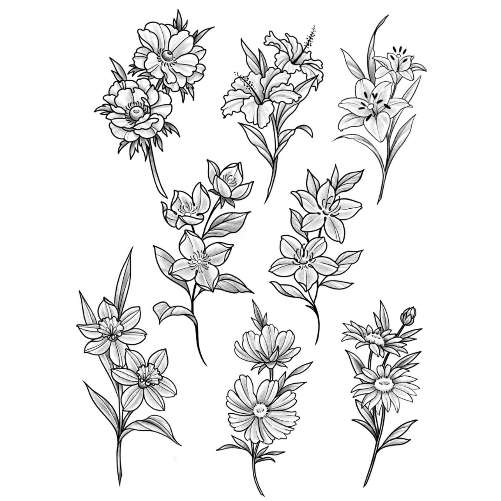 Up For Grabs Small Black n Grey Flowers by Dawn