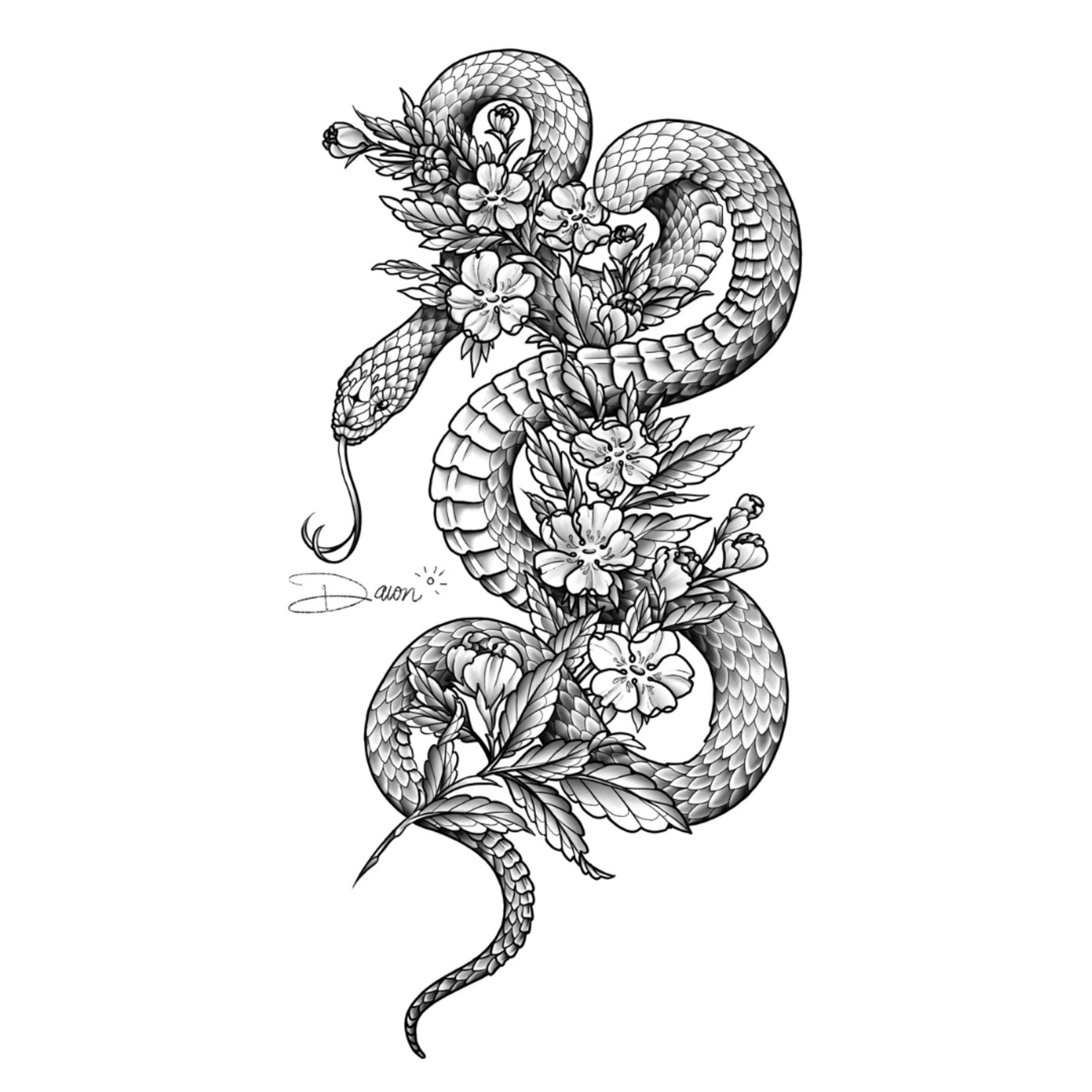 Human Kanvas Up For Grabs Snake & Cherry Blossoms by Dawn