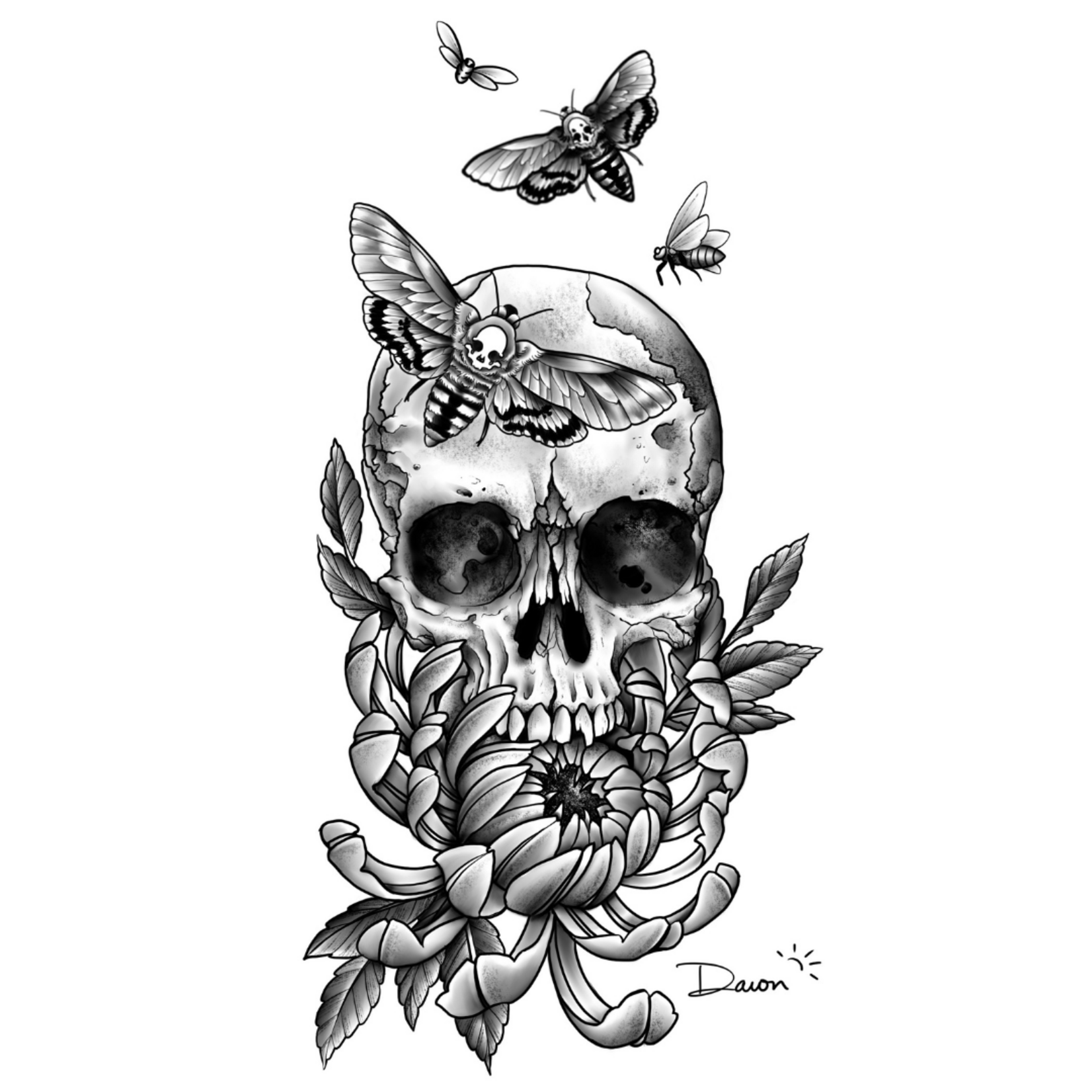 Human Kanvas Up For Grabs Skull with Death's-Head Moths by Dawn