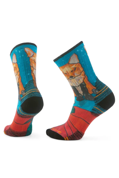 Women's Hike Geo Fox Print Crew Socks