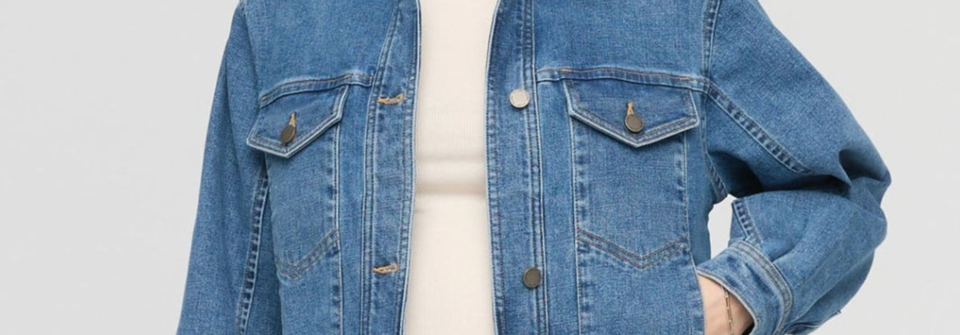 Women's Midweight Denim Pleated Jacket