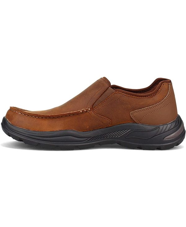 SKECHERS M ARCH FIT MOTLEY HUST MOC TOE LEATHER SLIP ON