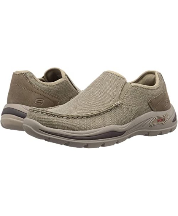 SKECHERS M ARCH FIT MOTLEY ROLENS MOC TOE CANVAS SLIP ON