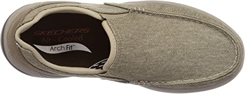 SKECHERS M ARCH FIT MOTLEY ROLENS MOC TOE CANVAS SLIP ON