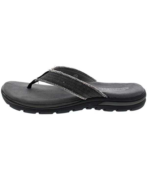 Skechers, Shoes, Skechers Mens Leather Memory Foam Comfort Flip Flop  Sandals 1