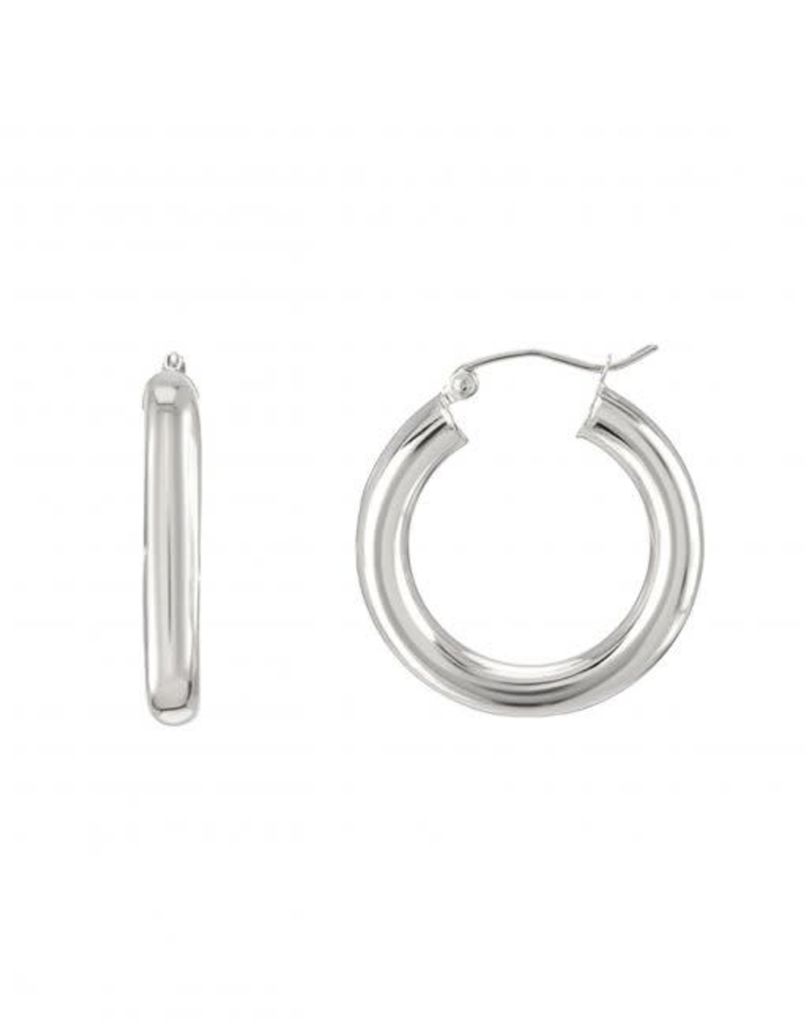 Jackie J 0.78" | Simple Tube Hood Earrings Silver