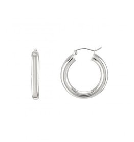 Jackie J 0.78" | Simple Tube Hood Earrings Silver