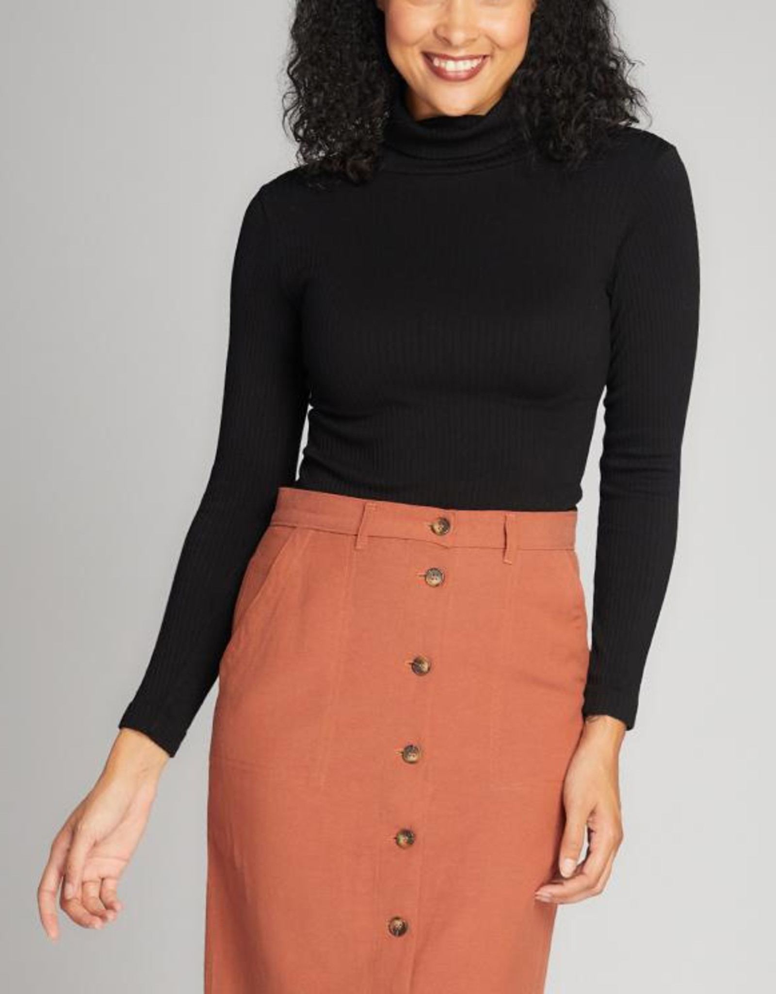 C'est Moi Rib T-Neck LS Top