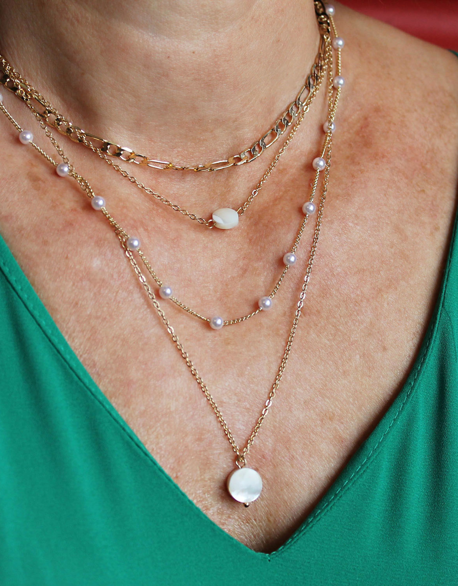 Jackie J 4 Layer Necklace w Mother of Pearl