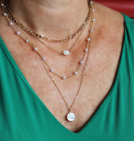 Jackie J 4 Layer Necklace w Mother of Pearl