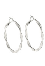 Jackie J 3.2" Twist Hoop Earrings Silver