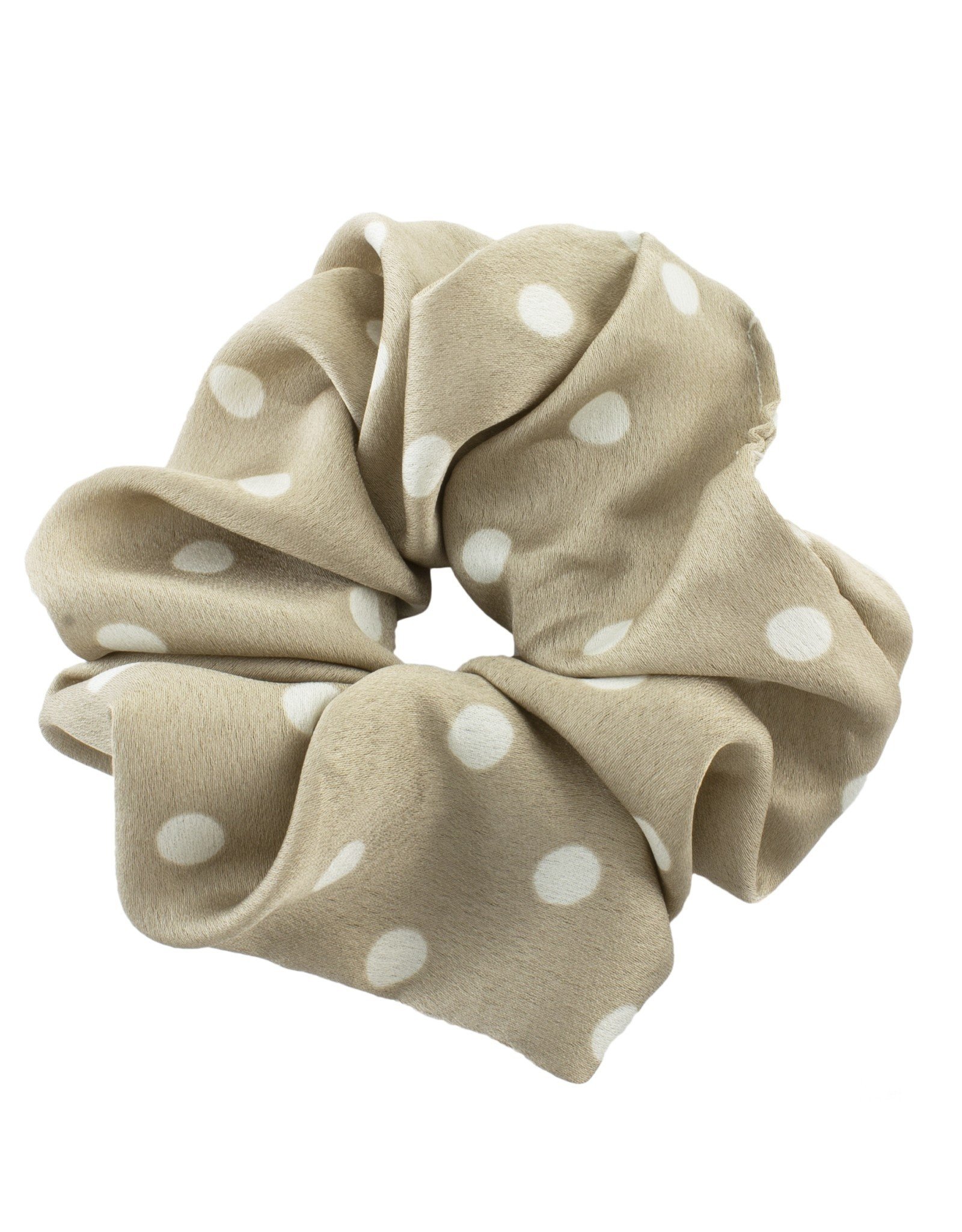 Jackie J Silk like fabric Polka Dot Hair Scrunchie Grey