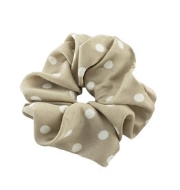 Jackie J Silk like fabric Polka Dot Hair Scrunchie Grey