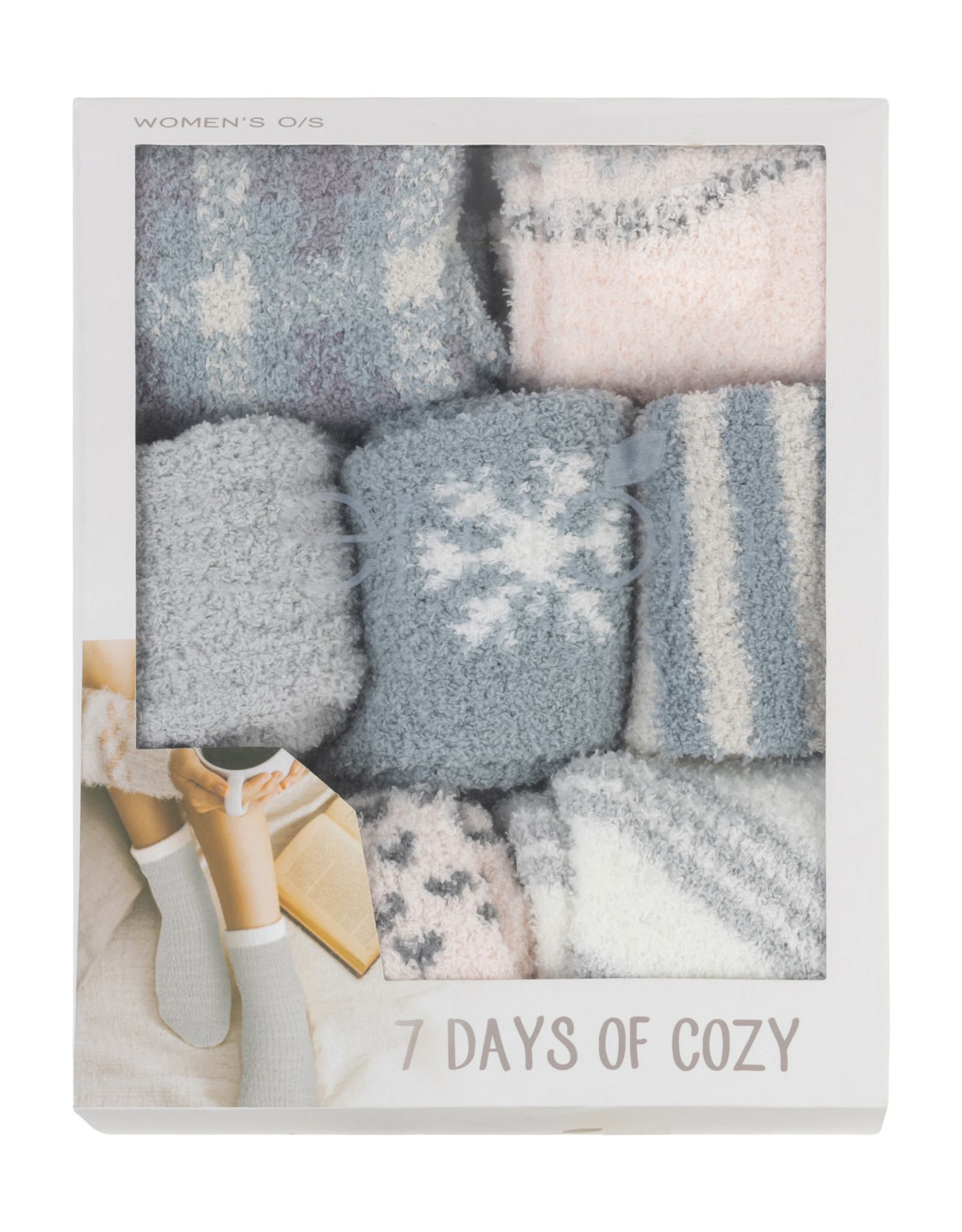 Lemon 7Pk Womens 7 Days of Cozy Crew Gift Socks - Pragai Couture