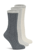 Lemon Loungewear 3Pk Non Terry Tootsie Roll Foam Crew Sock Medium Grey