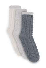Lemon Loungewear 3Pk Non Terry Tootsie Roll Foam Crew Sock Medium Grey