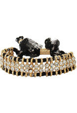 Jackie J 2-row crystals fabric bracelet Black