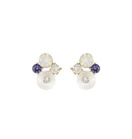 Jackie J Floral stud earring made from a pearl and CZ