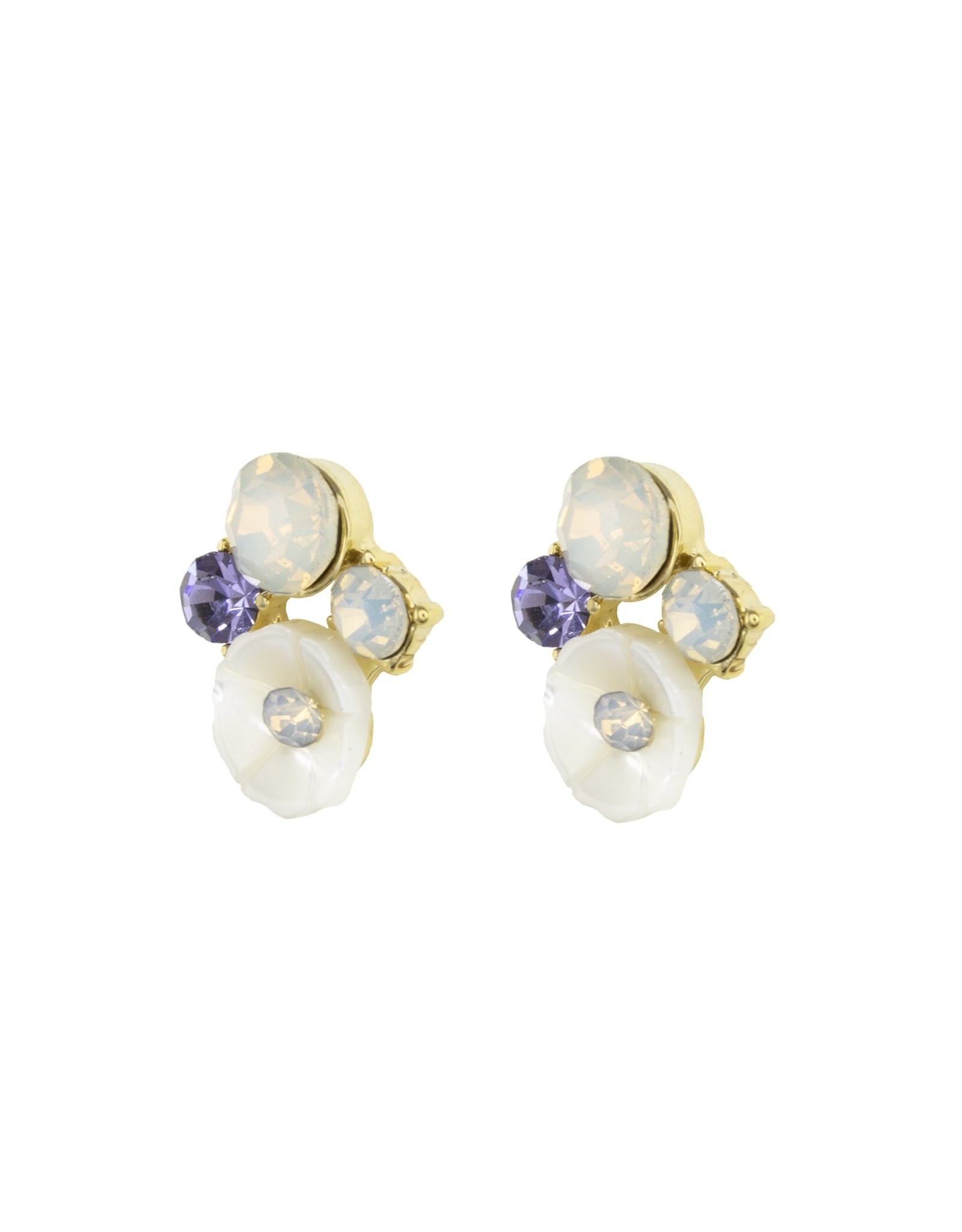 Jackie J Floral stud earring made from a pearl and CZ